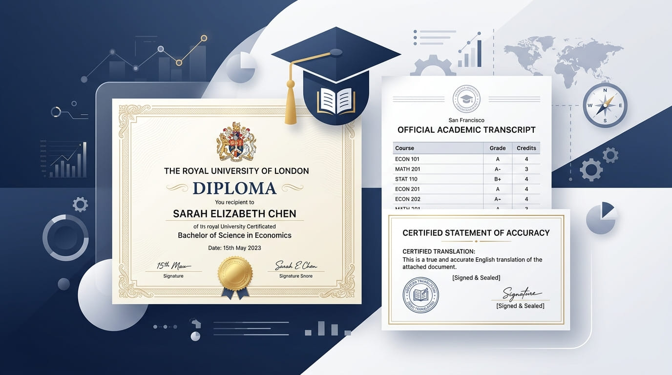 Títulos universitarios, transcripciones académicas y certificado de precisión